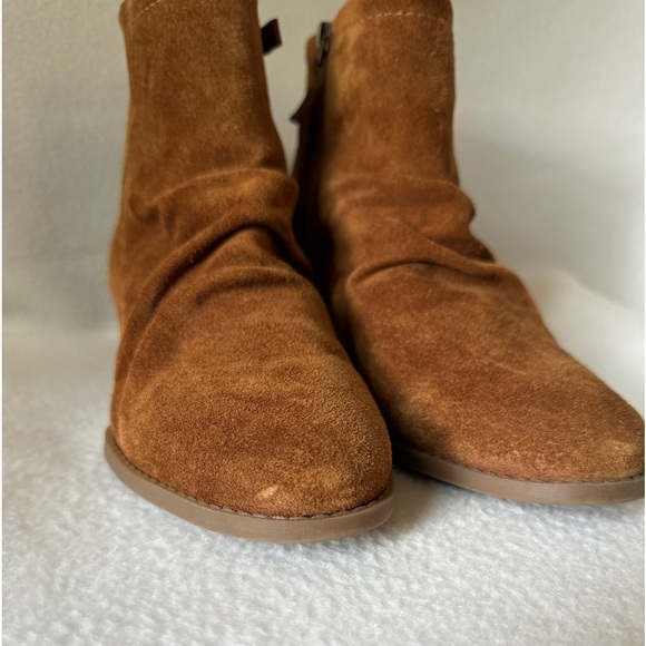 Franco Sarto Size 9M Suede Tan Cognac Wedge booties. - Picture 2 of 16